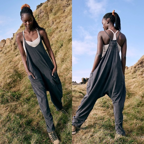 Free People Pants - New Free People Hot Shot Onesie Jumpsuit Washed Black